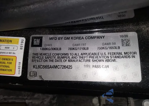 2021 Chevrolet Spark Fwd Ls Automatic z USA, uszkodzony, nr VIN KL8CB6SA4MC726425